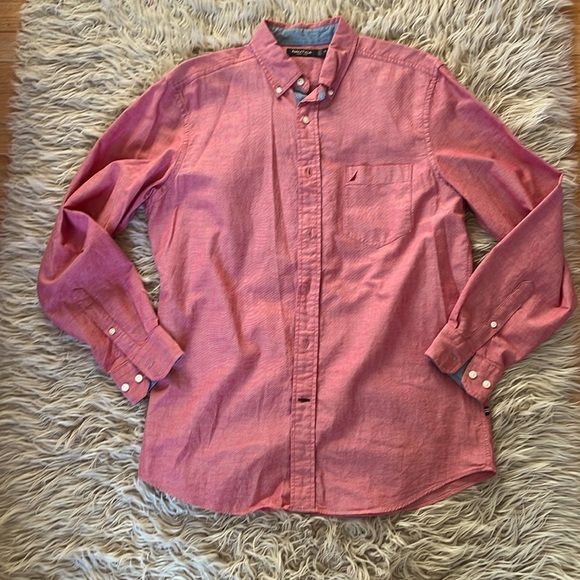 Nautica Other - NWOT Nautica Oxford relaxed fit shirt with reverse collar & cuff in blue. Medium